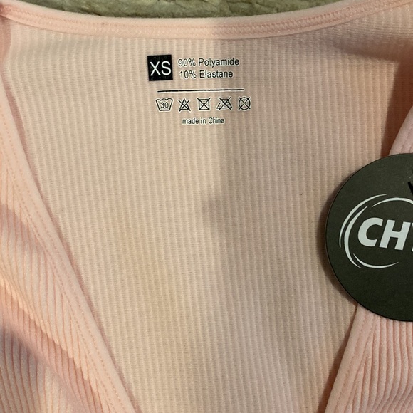 CHYRII Womens Sexy V Neck Bodysuit Basic Ribbed Long Sleeve Shirt Fall Tops - Picture 4 of 5